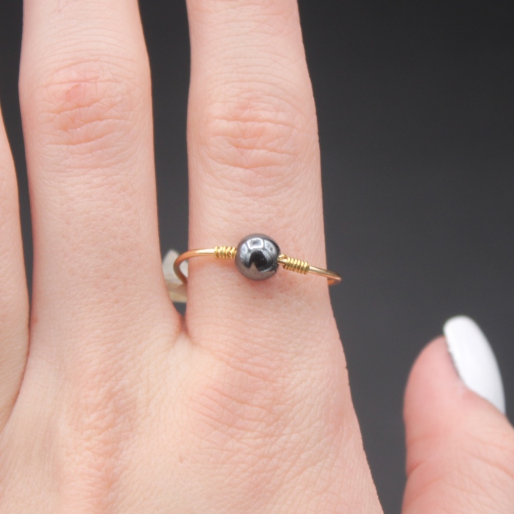 Hematite Gold Ring